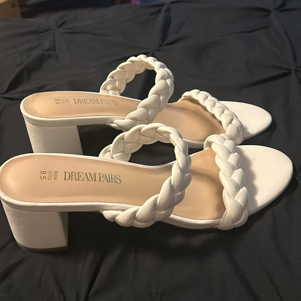 Dream Paris White Braided Heels